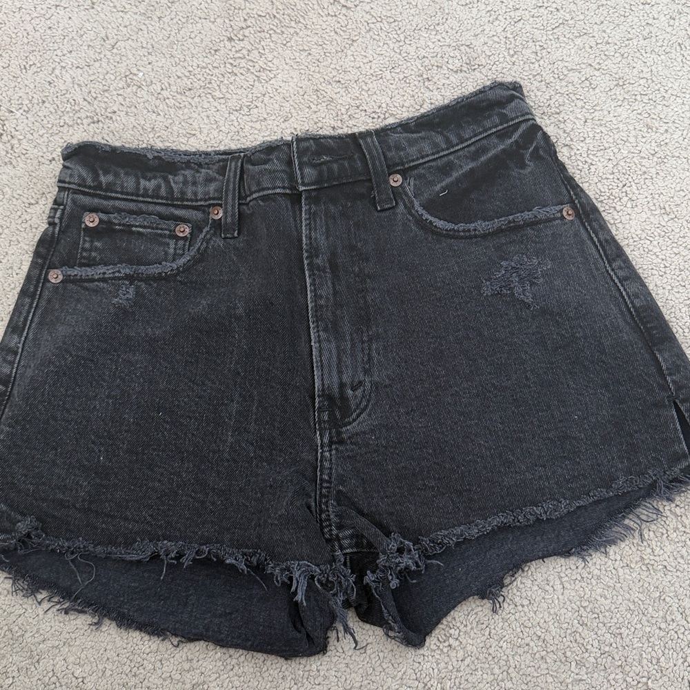 AF black denim shorts with raw edges